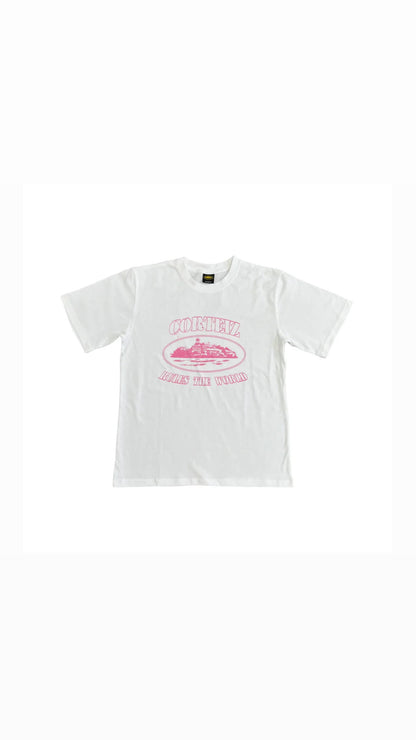 Tshirt Corteiz Rose Blanc