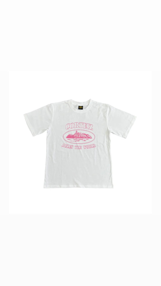 Tshirt Corteiz Rose Blanc