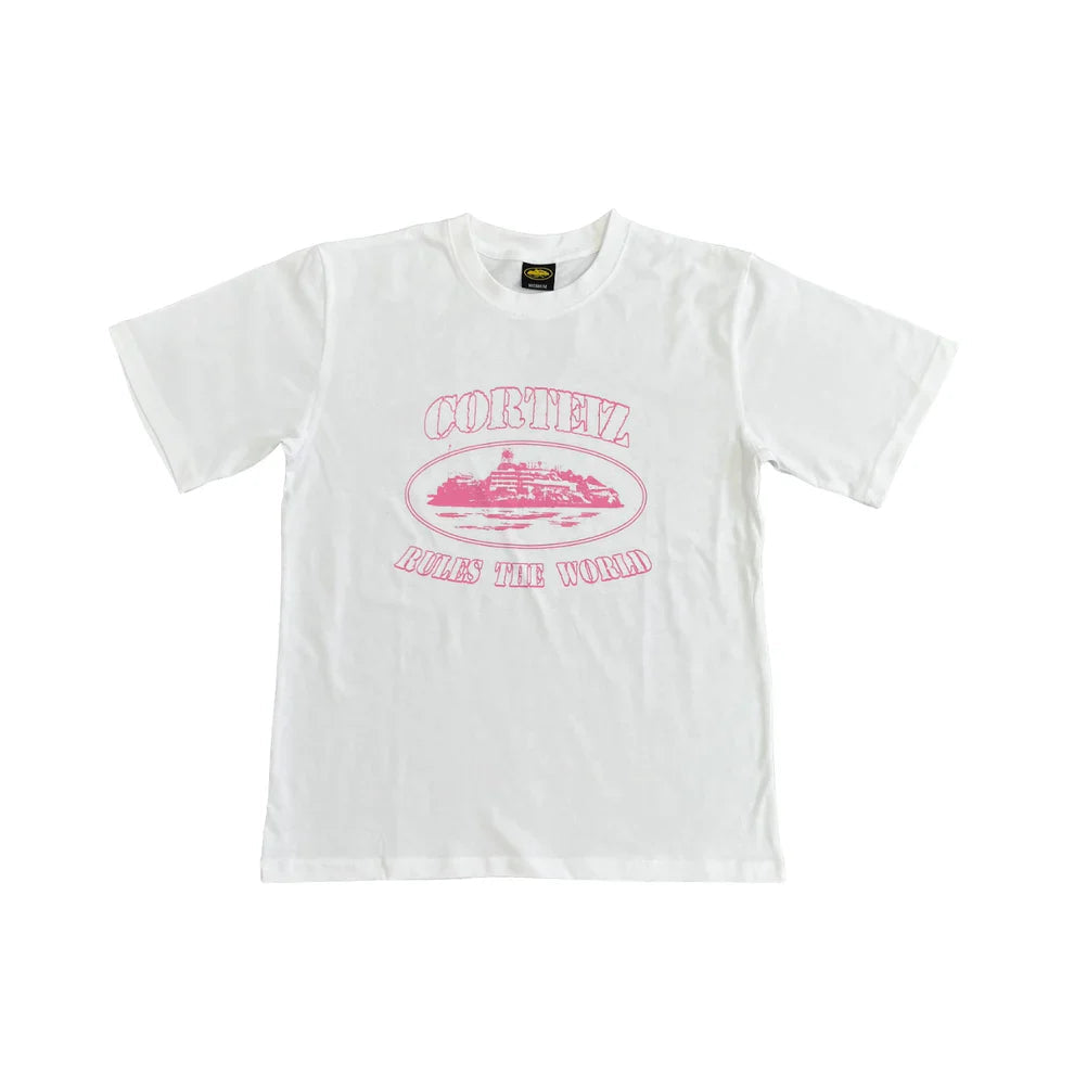 Tshirt Corteiz Rose Blanc